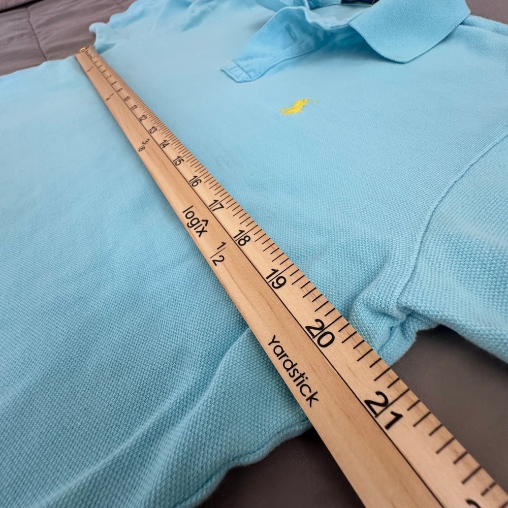 Polo Ralph Lauren Polo Shirt Mens M Aqua Blue Yellow Pony Pique Tennis Tail
